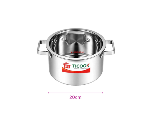 Nồi Inox 304 Nắp Kính Đáy Từ NTQV22 20cm Ticook ảnh 5
