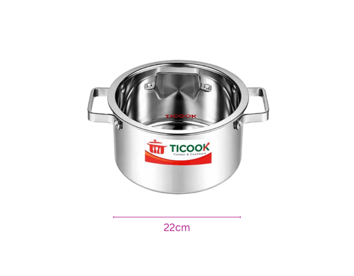 Nồi Inox 304 Nắp Kính Đáy Từ NTQV22 22cm Ticook ảnh 5
