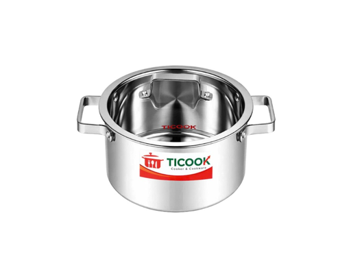 Nồi Inox 304 Nắp Kính Đáy Từ NTQV22 24cm Ticook ảnh 1