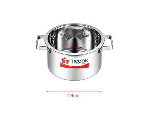 Nồi Inox 304 Nắp Kính Đáy Từ NTQV22 24cm Ticook ảnh 5