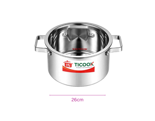 Nồi Inox 304 Nắp Kính Đáy Từ NTQV22 26cm Ticook ảnh 5