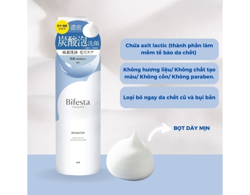 Sữa Rửa Mặt Dạng Bọt Sạch Sâu Sáng Da Foaming Whip Brightup 200g Bifesta ảnh 2