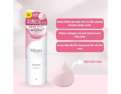 Sữa Rửa Mặt Dạng Bọt Sạch Sâu Dưỡng Ẩm Foaming Whip Moist 200g Bifesta ảnh 2