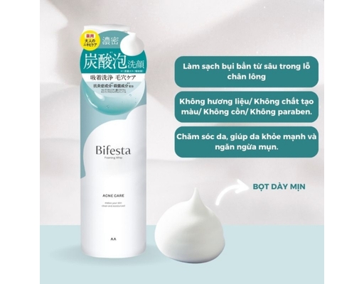 Sữa Rửa Mặt Dạng Bọt Sạch Sâu Ngăn Ngừa Mụn Foaming Whip Acne Care 200g Bifesta ảnh 3