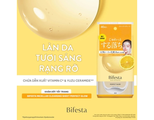 Khăn Tẩy Trang Dưỡng Da Tươi Sáng Perfect Glow 46 Tờ Bifesta ảnh 2