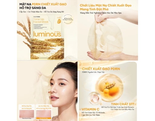 Mặt Nạ Thuần Chay Chiết Xuất Gạo Hỗ Trợ Cấp Ẩm, Cải Thiện Màu Da, Hỗ Trợ Da Sáng Rạng Rỡ Luminous Rice PDRN Tone Up 25ml COLORKEY ảnh 5