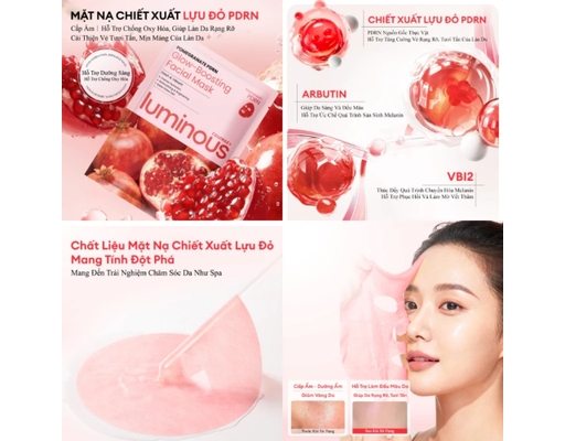 Mặt Nạ Thuần Chay Chiết Xuất Lựu Đỏ Hỗ Trợ Cấp Ẩm Chống Oxy Hóa, Giúp Làn Da Rạng Rỡ Mịn Màng Luminous Pomegranate PDRN Glow 25ml COLORKEY ảnh 5
