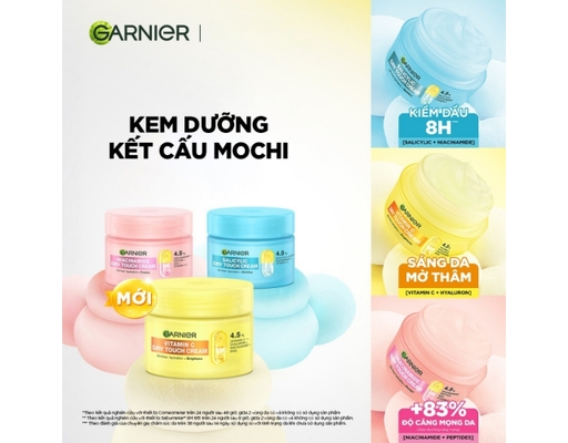 Kem Dưỡng Ẩm Kết Cấu Mochi Dưỡng Da Sáng Mịn Và Đều Màu Da Mochi Vitamin C & Hyaluron Dry Touch Cream 30ml GARNIER ảnh 1