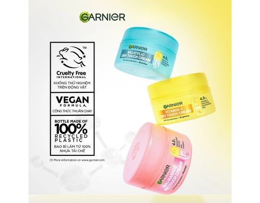 Kem Dưỡng Ẩm Kết Cấu Mochi Kiềm Dầu Cho Da Dầu Mụn Mochi Salicylic & Niacinamide Dry Touch Cream 30ml GARNIER ảnh 7
