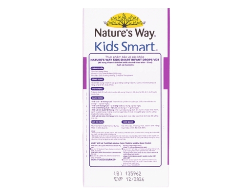 Thực Phẩm Bảo Vệ Sức Khỏe Hỗ Trợ Bổ Sung Vitamin D3 Cho Trẻ Smart Infant Drops Vitamin D3 13ml Nature's Way ảnh 1