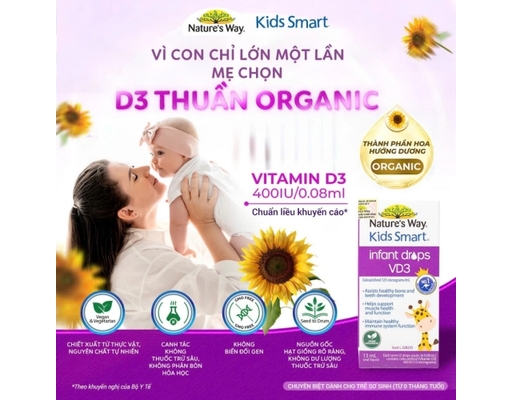 Thực Phẩm Bảo Vệ Sức Khỏe Hỗ Trợ Bổ Sung Vitamin D3 Cho Trẻ Smart Infant Drops Vitamin D3 13ml Nature's Way ảnh 4