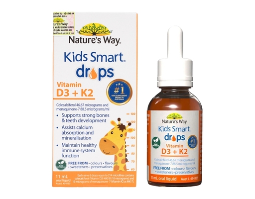 Thực Phẩm Bảo Vệ Sức Khỏe Siro Cho Bé Bổ Sung Vitamin D3 K2 Thành Phần Hoa Hướng Dương Organic Kids Smart Drops Vitamin D3 K2 11ml Nature's Way ảnh 0