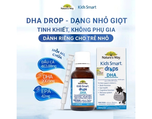 Thực Phẩm Bảo Vệ Sức Khỏe Bổ Sung DHC, EPA Cho Trẻ Em Tốt Cho Não Bộ, Mắt Và Hệ Thần Kinh Kids Smart Drops DHA 20ml Nature's Way ảnh 5