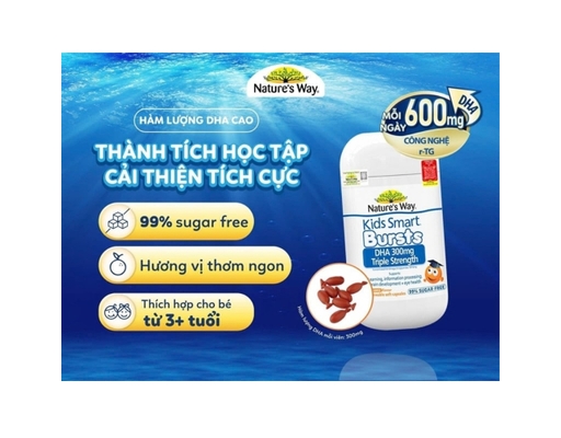 Thực Phẩm Bảo Vệ Sức Khỏe Bổ Sung DHA, Hỗ Trợ Tốt Cho Não Bộ Và Mắt Kids Smart Bursts DHA 50 Viên Nature's Way ảnh 3