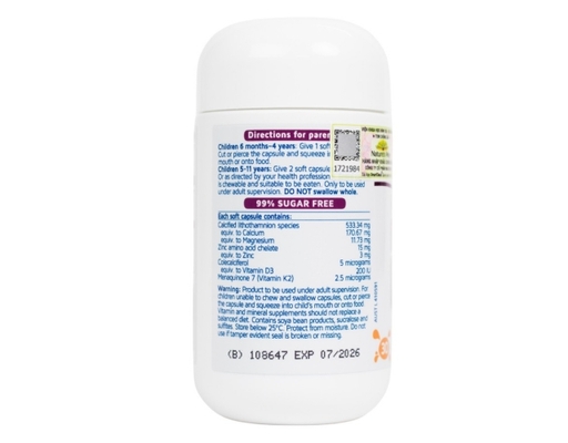 Thực Phẩm Bảo Vệ Sức Khỏe Calci Tổ Ong, Tảo Biển Đỏ Aquamin F Bổ Sung Vitamin D3 K2 Hỗ Trợ Phát Triển Xương Kids Smart Algae Calcium 30 Viên Nature's Way ảnh 2