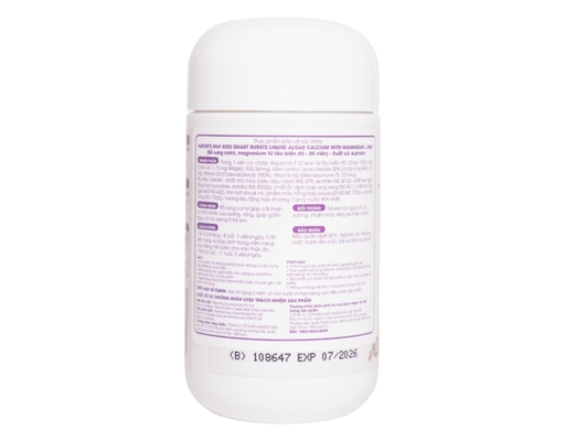Thực Phẩm Bảo Vệ Sức Khỏe Calci Tổ Ong, Tảo Biển Đỏ Aquamin F Bổ Sung Vitamin D3 K2 Hỗ Trợ Phát Triển Xương Kids Smart Algae Calcium 30 Viên Nature's Way ảnh 3