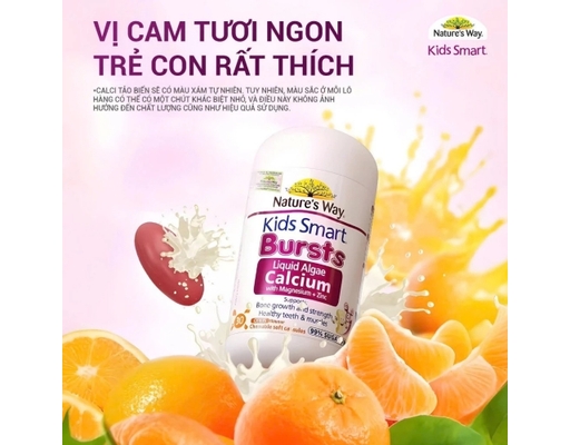 Thực Phẩm Bảo Vệ Sức Khỏe Calci Tổ Ong, Tảo Biển Đỏ Aquamin F Bổ Sung Vitamin D3 K2 Hỗ Trợ Phát Triển Xương Kids Smart Algae Calcium 30 Viên Nature's Way ảnh 5