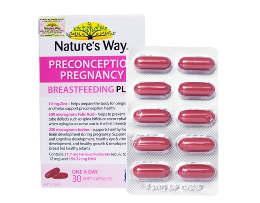 Thực Phẩm Bảo Vệ Sức Khỏe Viên Uống Bổ Sung DHA, Epa, Vitamin Và Khoáng Chất Trước Trong Và Sau Thai Kỳ Preconception Pregnancy Breastfeeding Plus 30 Viên Nature's Way ảnh 0