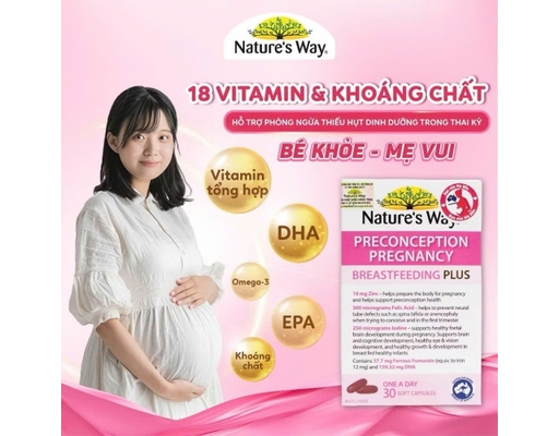 Thực Phẩm Bảo Vệ Sức Khỏe Viên Uống Bổ Sung DHA, Epa, Vitamin Và Khoáng Chất Trước Trong Và Sau Thai Kỳ Preconception Pregnancy Breastfeeding Plus 30 Viên Nature's Way ảnh 4