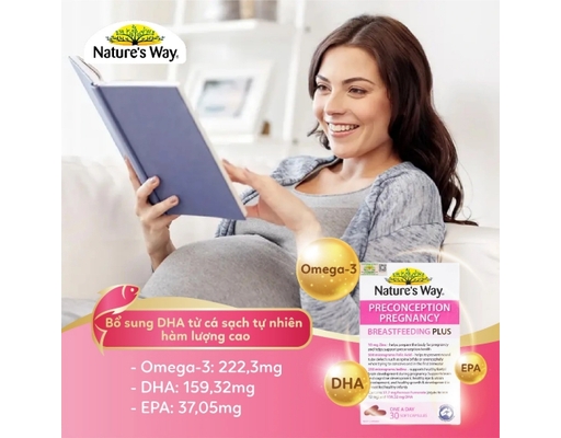 Thực Phẩm Bảo Vệ Sức Khỏe Viên Uống Bổ Sung DHA, Epa, Vitamin Và Khoáng Chất Trước Trong Và Sau Thai Kỳ Preconception Pregnancy Breastfeeding Plus 30 Viên Nature's Way ảnh 5
