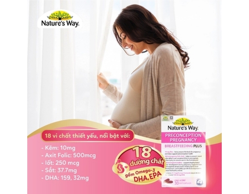Thực Phẩm Bảo Vệ Sức Khỏe Viên Uống Bổ Sung DHA, Epa, Vitamin Và Khoáng Chất Trước Trong Và Sau Thai Kỳ Preconception Pregnancy Breastfeeding Plus 30 Viên Nature's Way ảnh 6