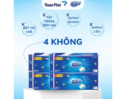 Giấy Vệ Sinh Xanh 3 Lớp Không Lõi 10 Cuộn Elène ảnh 3