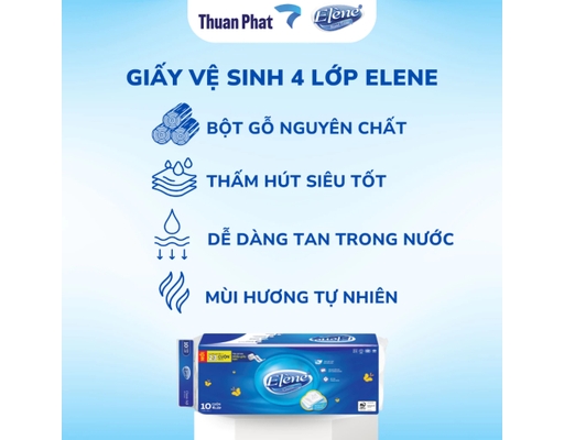 Giấy Vệ Sinh Xanh 3 Lớp Không Lõi 10 Cuộn Elène ảnh 6