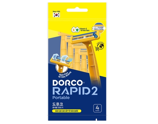 Dao Cạo Râu 2 Lưỡi Rapid 2 TNB200YL-4P - 4 Dao Cạo Râu DORCO ảnh 0