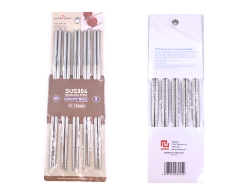 Bộ 5 Đôi Đũa Inox 304 Chống Trơn SCTB6005 Super Chef ảnh 2