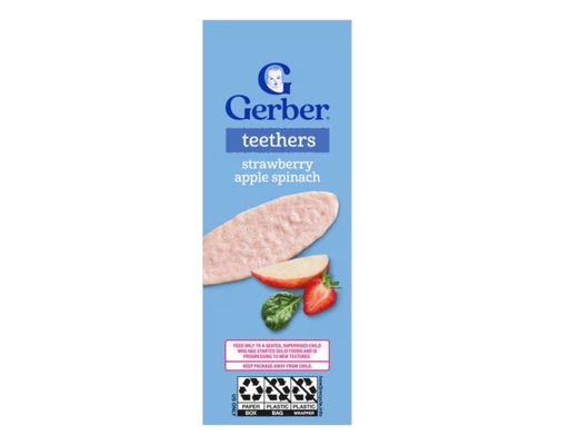 Bánh Gạo Ăn Dặm Vị Dâu, Táo Và Cải Bó Xôi 48g Gerber ảnh 3