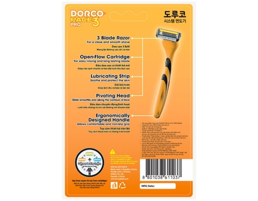 Dao Cạo Râu 3 Lưỡi Pace 3 Pro TRD7009-B - 1 Cán + 9 Đầu Dao Cạo DORCO ảnh 1