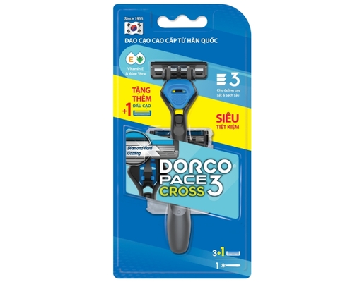 Dao Cạo Râu 3 Lưỡi Pace 3 Cross T1 Edition Và 4 Đầu Dao Cạo TRC1004(3+1)-B - 1 Cán + 4 Đầu Dao Cạo DORCO ảnh 0