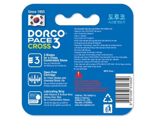 Đầu Dao Cạo Râu 3 Lưỡi Pace 3 Cross TRC1040(3+1)-B - 4 Đầu Dao Cạo DORCO ảnh 1