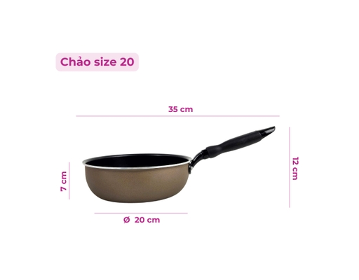 Chảo Chống Dính Bếp Từ Lòng Sâu Màu Nâu 20cm HÓME CÓORDY ảnh 2