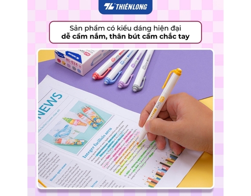 Bút Dạ Quang Morandi HL-024 Màu Hồng Thiên Long ảnh 2