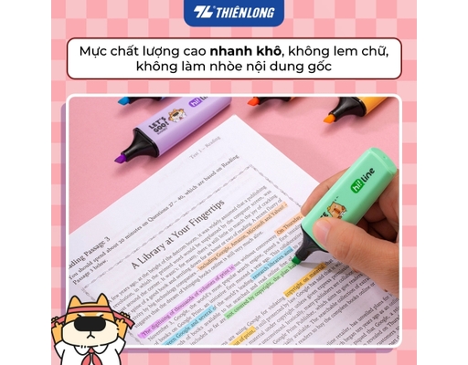 Bút Dạ Quang HL-023 Màu Cam Pastel Thiên Long ảnh 5
