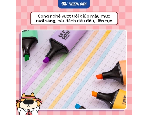 Bút Dạ Quang HL-023 Màu Cam Pastel Thiên Long ảnh 6
