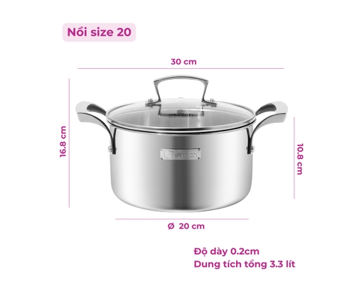 Bộ Nồi Inox Liền Khối EL3100 Size 18,20,24cm Và Quánh 16cm Elmich ảnh 9