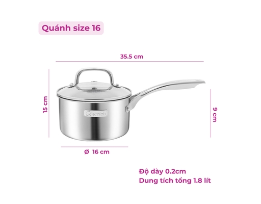 Bộ Nồi Inox Liền Khối EL3100 Size 18,20,24cm Và Quánh 16cm Elmich ảnh 7
