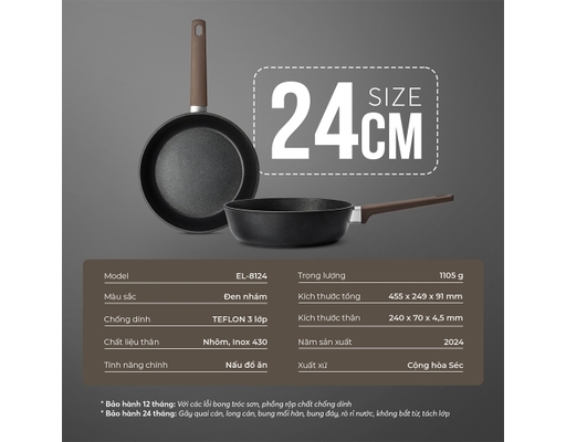 Chảo Chống Dính Siêu Bền Nhập Khẩu EL-8124 24cm Elmich ảnh 14