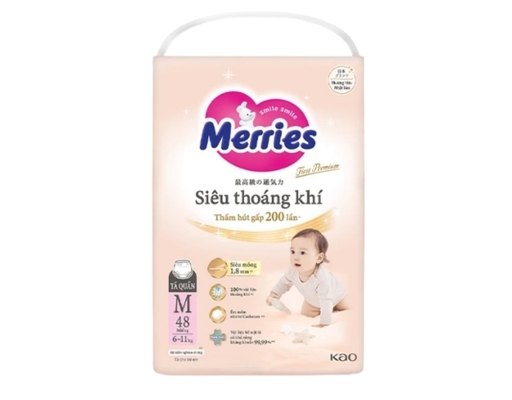 Tã Quần Merries First Premium Siêu Thoáng Khí M48 48 Miếng Cho Trẻ Từ 6 ...