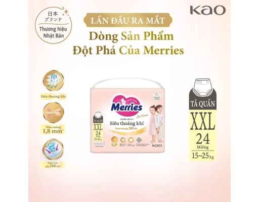 Tã Quần First Premium Siêu Thoáng Khí XXL24 Cho Trẻ Từ 15-25kg 24 Miếng Merries ảnh 1