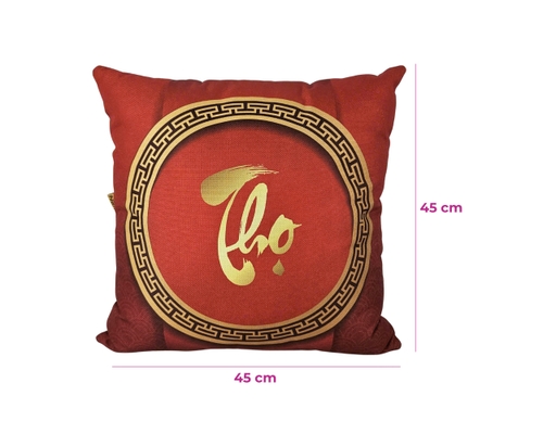 Gối Tựa Vải Bố 45x45cm Họa Tiết Thọ Kenhome ảnh 1