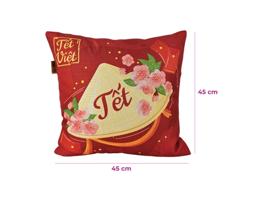 Gối Tựa Vải Bố 45x45cm Họa Tiết Dân Gian Kenhome ảnh 1