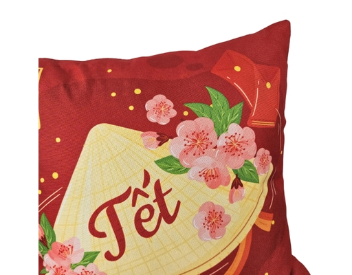 Gối Tựa Vải Bố 45x45cm Họa Tiết Dân Gian Kenhome ảnh 2