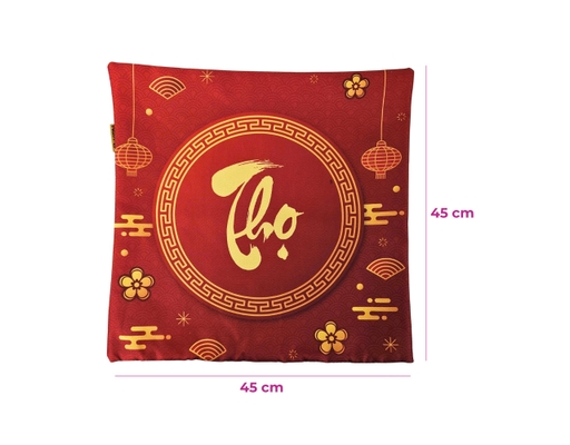 Vỏ Gối Tựa Vải Bố 45x45cm Họa Tiết Thọ Kenhome ảnh 1