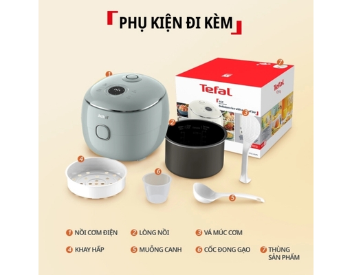 Nồi Cơm Điện Tử Mini 0.7L Pop RK5354Y0 Màu Xanh Tefal ảnh 7