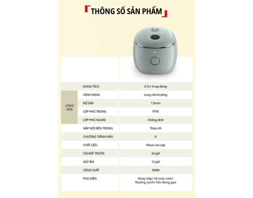 Nồi Cơm Điện Tử Mini 0.7L Pop RK5354Y0 Màu Xanh Tefal ảnh 8