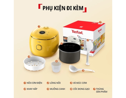 Nồi Cơm Điện Tử Mini 0.7L Pop RK5352Y0 Màu Vàng Tefal ảnh 8