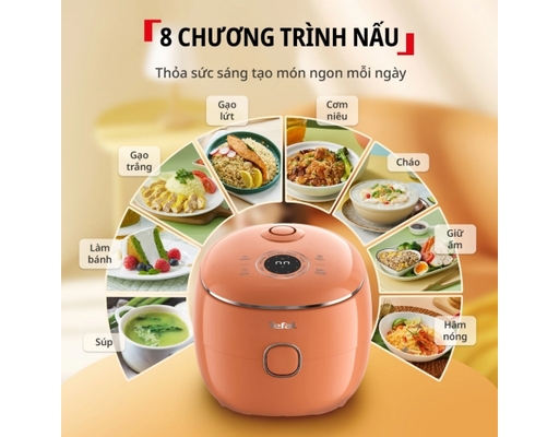 Nồi Cơm Điện Tử Mini 0.7L Pop RK535TY0 Màu Cam Đất Tefal ảnh 2